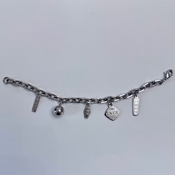 TIFFANY & CO - RARE RETIRED 1837  5 CHARMS BRACELET - MINT - Picture 3 of 4